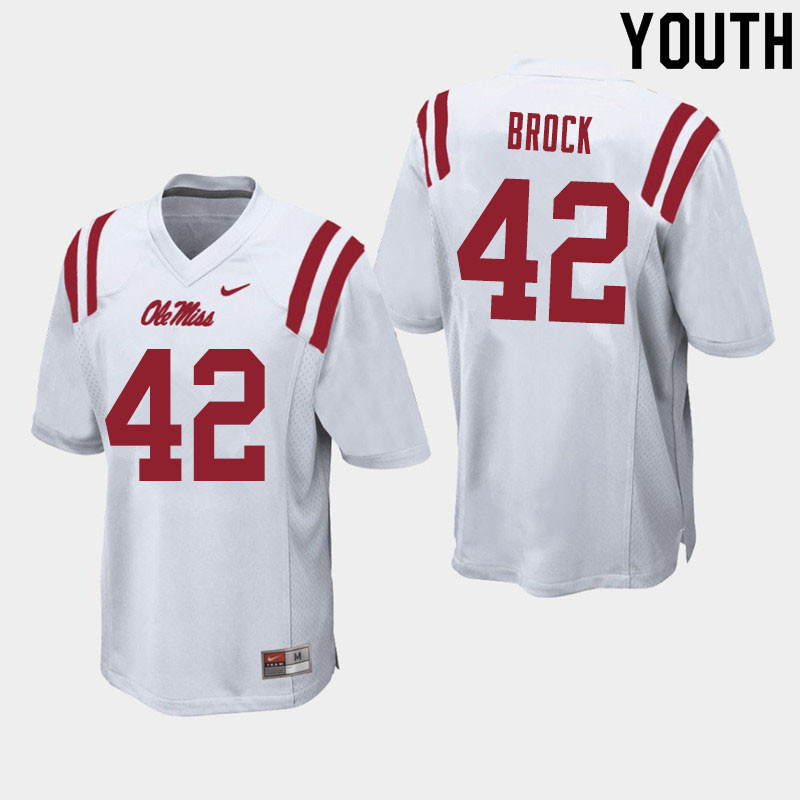 Brooks Brock Ole Miss Rebels NCAA Youth White #42 Stitched Limited College Football Jersey VXZ6458AA
